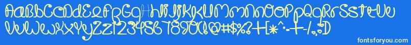 CrushedOutGirlSharpie Font – Yellow Fonts on Blue Background