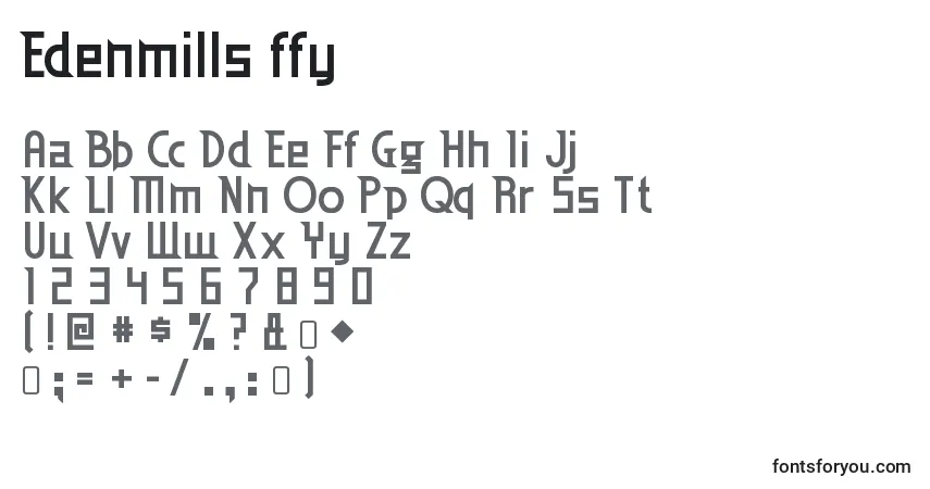 Czcionka Edenmills ffy – alfabet, cyfry, specjalne znaki