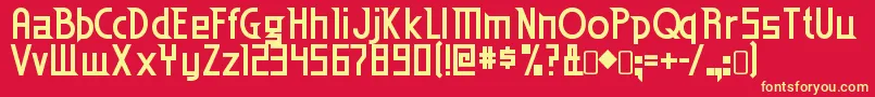 フォントEdenmills ffy – 黄色の文字、赤い背景