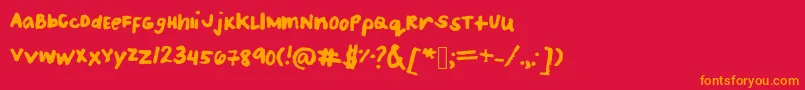 フォントPatriceshandwriting – 赤い背景にオレンジの文字