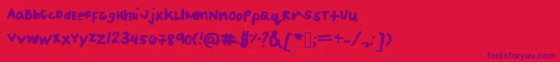 Czcionka Patriceshandwriting – fioletowe czcionki na czerwonym tle