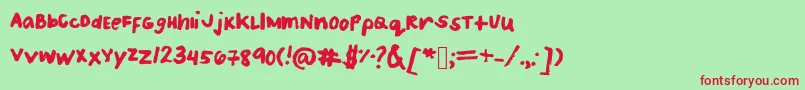 Patriceshandwriting-Schriftart – Rote Schriften auf grünem Hintergrund