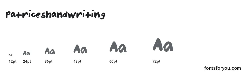 Размеры шрифта Patriceshandwriting