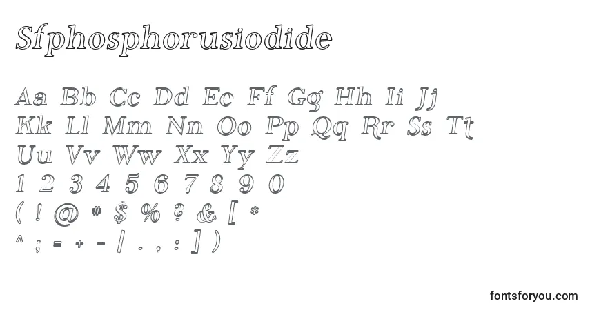 A fonte Sfphosphorusiodide – alfabeto, números, caracteres especiais