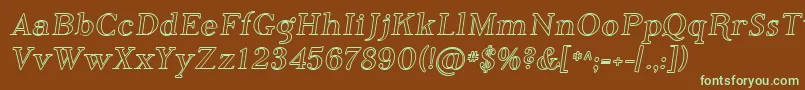 フォントSfphosphorusiodide – 緑色の文字が茶色の背景にあります。