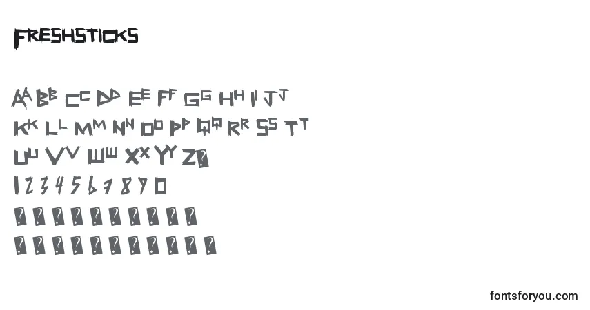 Czcionka Freshsticks – alfabet, cyfry, specjalne znaki
