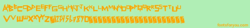 Freshsticks-Schriftart – Orangefarbene Schriften auf grünem Hintergrund