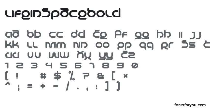 A fonte LifeInSpaceBold – alfabeto, números, caracteres especiais