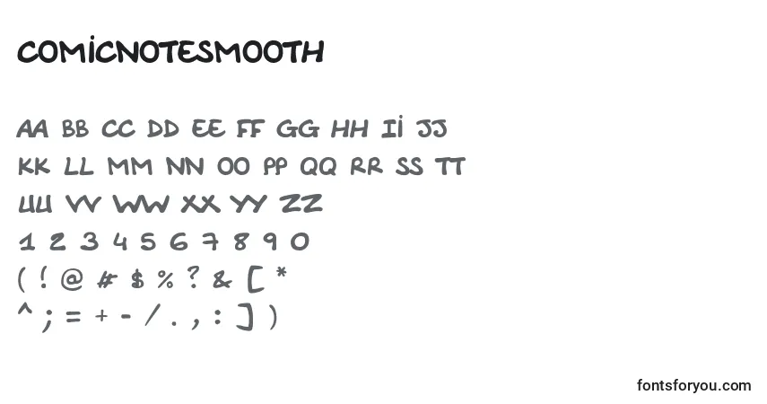 Czcionka Comicnotesmooth – alfabet, cyfry, specjalne znaki