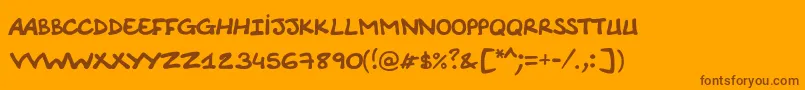 Comicnotesmooth-Schriftart – Braune Schriften auf orangefarbenem Hintergrund