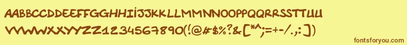 Comicnotesmooth-fontti – ruskeat fontit keltaisella taustalla