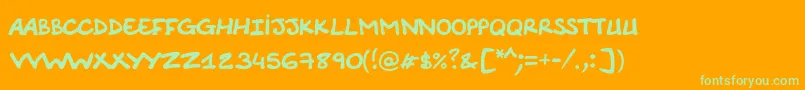フォントComicnotesmooth – オレンジの背景に緑のフォント
