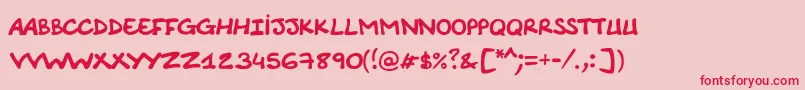 Comicnotesmooth-Schriftart – Rote Schriften auf rosa Hintergrund