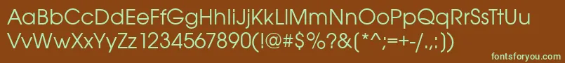 フォントAvignonRegular – 緑色の文字が茶色の背景にあります。