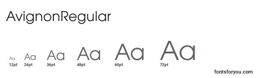 Размеры шрифта AvignonRegular