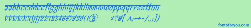 BitlingvedasItalic Font – Blue Fonts on Green Background