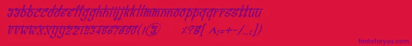 フォントBitlingvedasItalic – 赤い背景に紫のフォント