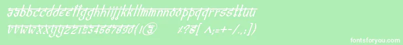 フォントBitlingvedasItalic – 緑の背景に白い文字