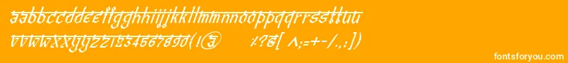 フォントBitlingvedasItalic – オレンジの背景に白い文字