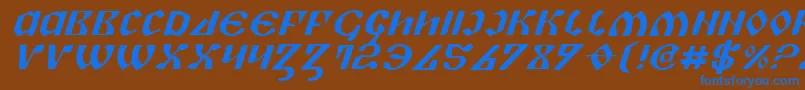 Weitere Informationen zur PiperPieExpital-Schriftart PiperPieExpital-Schriftart – Blaue Schriften auf braunem Hintergrund