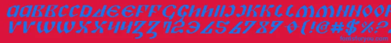 PiperPieExpital-Schriftart – Blaue Schriften auf rotem Hintergrund