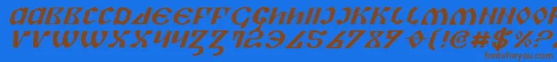 PiperPieExpital-Schriftart – Braune Schriften auf blauem Hintergrund