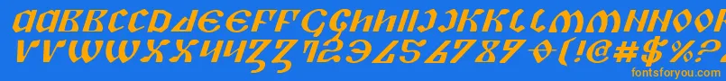 PiperPieExpital-Schriftart – Orangefarbene Schriften auf blauem Hintergrund