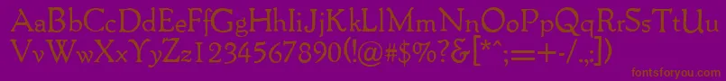 Packardantique-Schriftart – Braune Schriften auf violettem Hintergrund