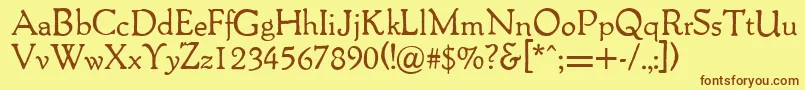 Packardantique-fontti – ruskeat fontit keltaisella taustalla