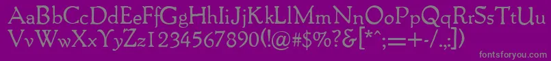 Packardantique-fontti – harmaat kirjasimet violetilla taustalla
