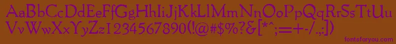 Packardantique-fontti – violetit fontit ruskealla taustalla