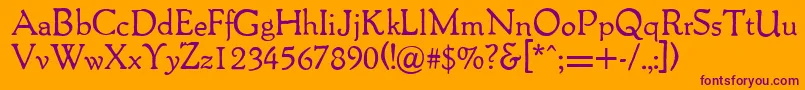 Packardantique-Schriftart – Violette Schriften auf orangefarbenem Hintergrund