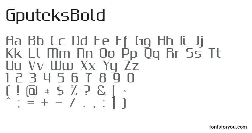 Czcionka GputeksBold – alfabet, cyfry, specjalne znaki