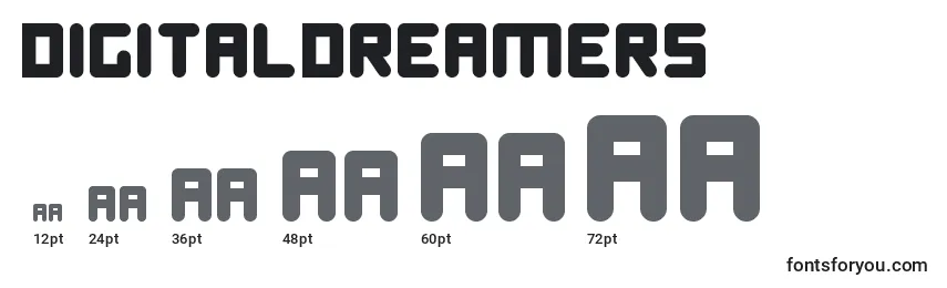 Размеры шрифта DigitalDreamers
