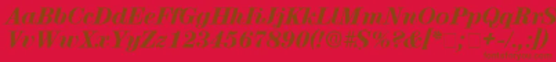 フォントLuciaDisplaySsiItalic – 赤い背景に茶色の文字