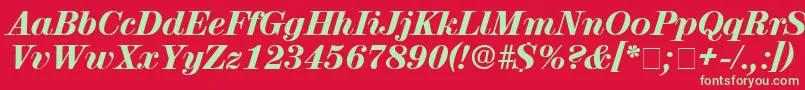 フォントLuciaDisplaySsiItalic – 赤い背景に緑の文字