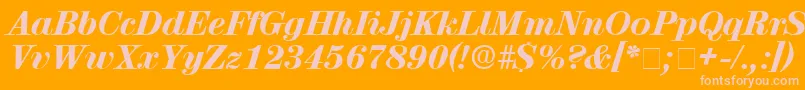 LuciaDisplaySsiItalic-fontti – vaaleanpunaiset fontit oranssilla taustalla