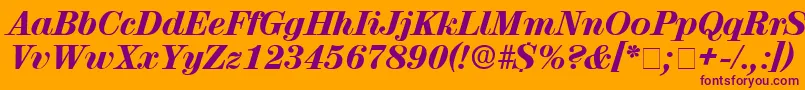 LuciaDisplaySsiItalic-fontti – violetit fontit oranssilla taustalla