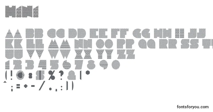 Schriftart H1n1 – Alphabet, Zahlen, spezielle Symbole