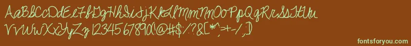 Saiba mais sobre a fonte Jackiekcursive Fonte Jackiekcursive – fontes verdes em um fundo marrom