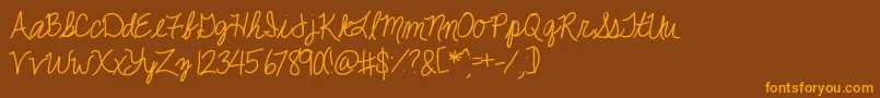 Jackiekcursive-Schriftart – Orangefarbene Schriften auf braunem Hintergrund