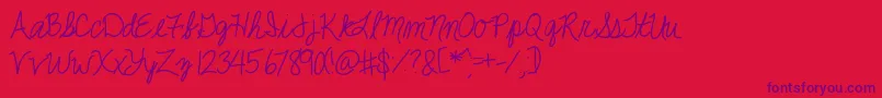 Jackiekcursive Font – Purple Fonts on Red Background