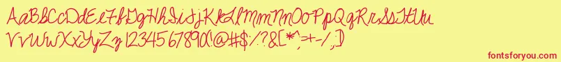 Jackiekcursive-Schriftart – Rote Schriften auf gelbem Hintergrund