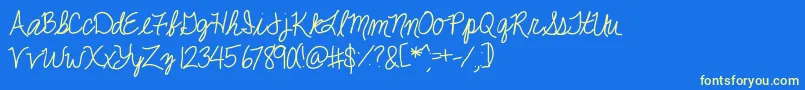 Jackiekcursive Font – Yellow Fonts on Blue Background