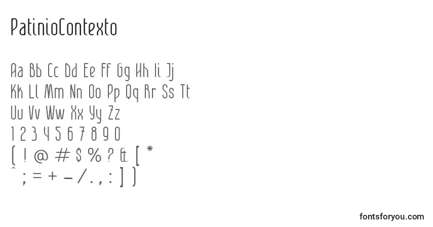 Fuente PatinioContexto - alfabeto, números, caracteres especiales