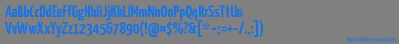 フォントYanonekaffeesatz – 灰色の背景に青い文字