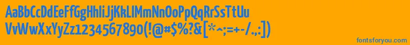 Yanonekaffeesatz-Schriftart – Blaue Schriften auf orangefarbenem Hintergrund