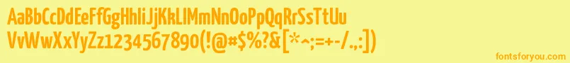フォントYanonekaffeesatz – オレンジの文字が黄色の背景にあります。