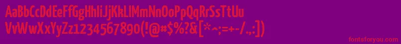フォントYanonekaffeesatz – 紫の背景に赤い文字