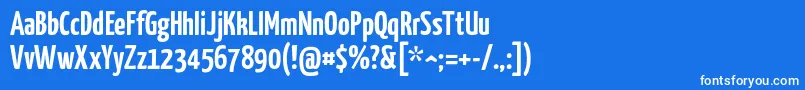 Yanonekaffeesatz-Schriftart – Weiße Schriften auf blauem Hintergrund